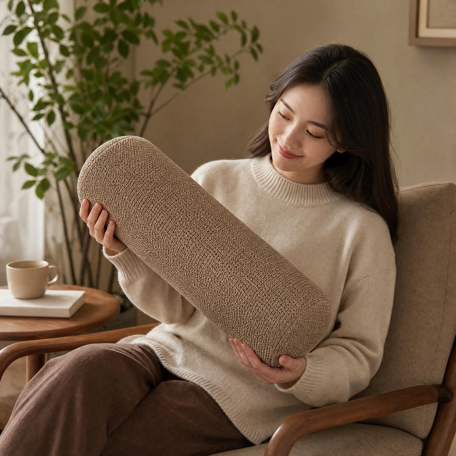 Bolster Cushion Round - Almohada de espuma viscoelástica cilíndrica, cojín
