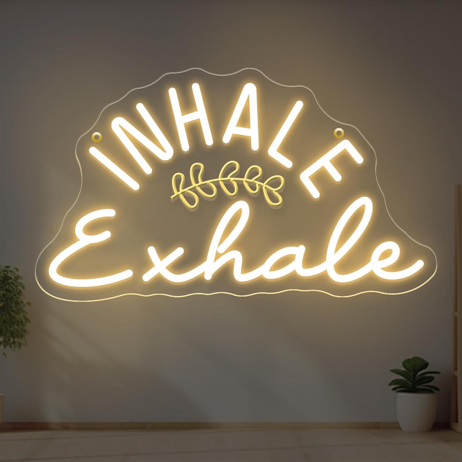 Pilates Yoga Wellness - Letrero Luminoso LED Regulable 'Inhale Exhale'